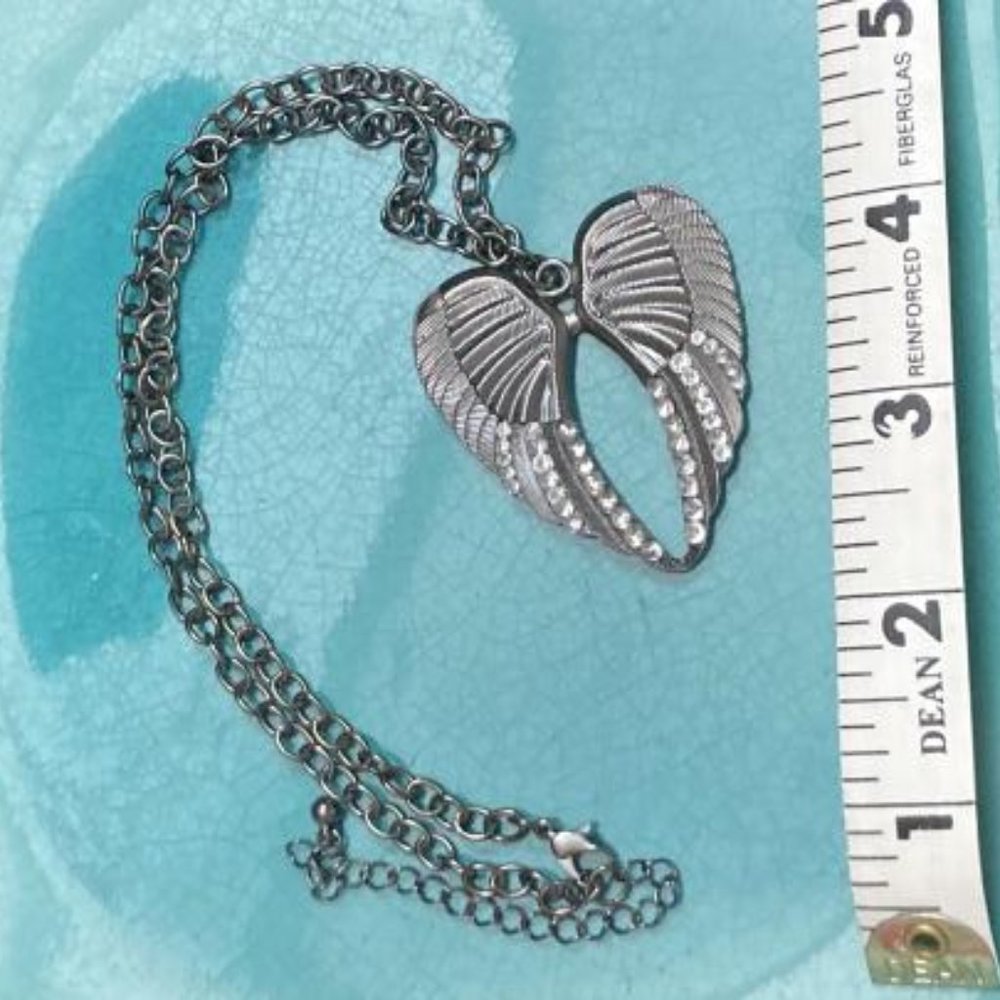 Angel Wing Rhinestone Necklace - Picture 3 of 3